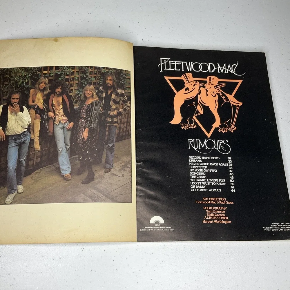 Fleetwood Mac Book Rumours 1977 songbook piano Vocal Chords Sheet Music